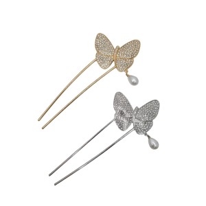 Prendedor de Cabelo cromado Borboleta (Dúzia)